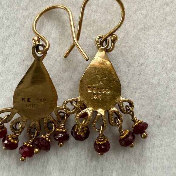 Victorian Garnet/14K Gold Earrings - Picture 3 of 5